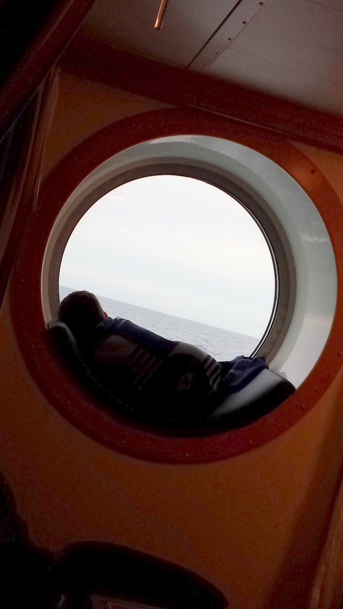 My son found his favorite spot right away. He even slept in the porthole our first night.