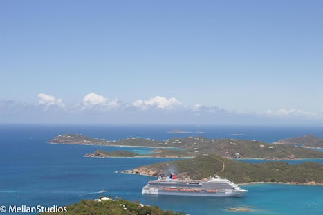 Carnival Cruise ship coming into port in St. Thomas