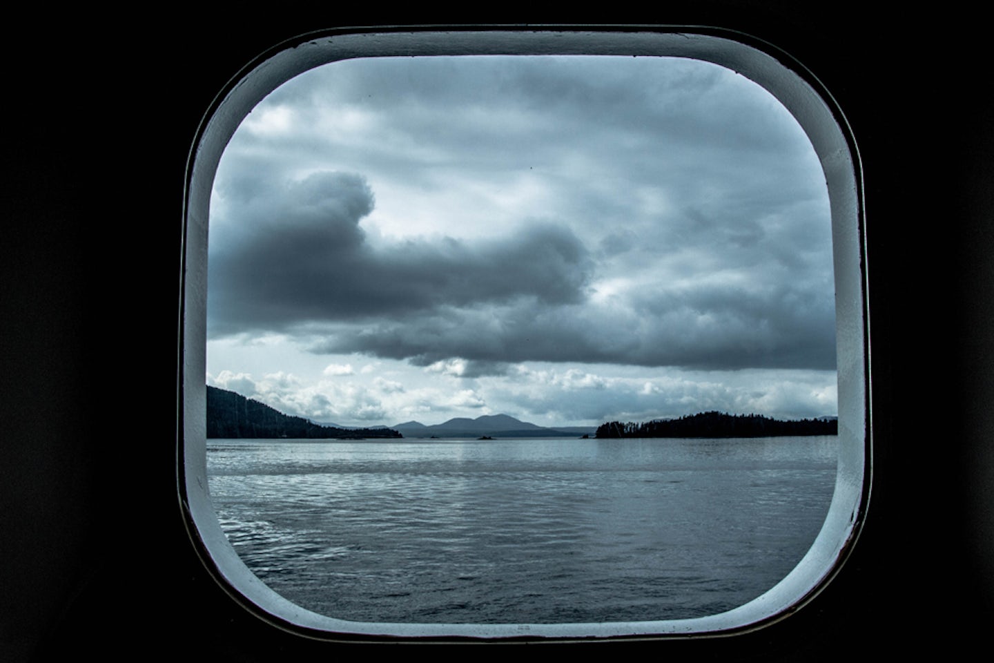 Docked in Sitka Alaska...The image out of the window so quite and serene, can