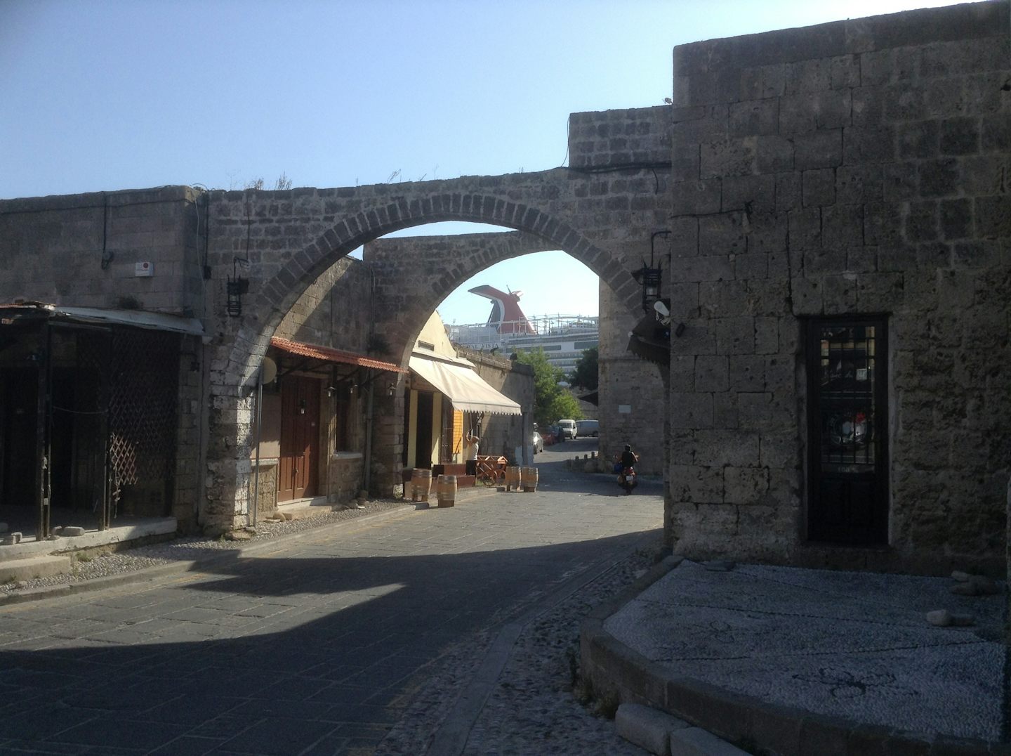 View of Carnival Vista from streets of Ancient Rhodes, June 23, 2016.