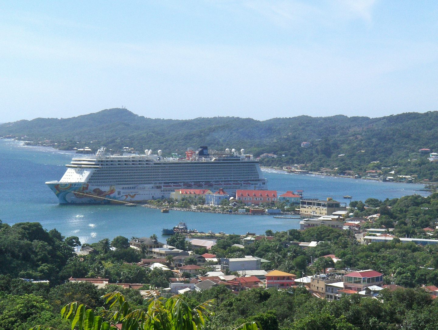 Highest peak of Roatan, with view of Cruise Ship