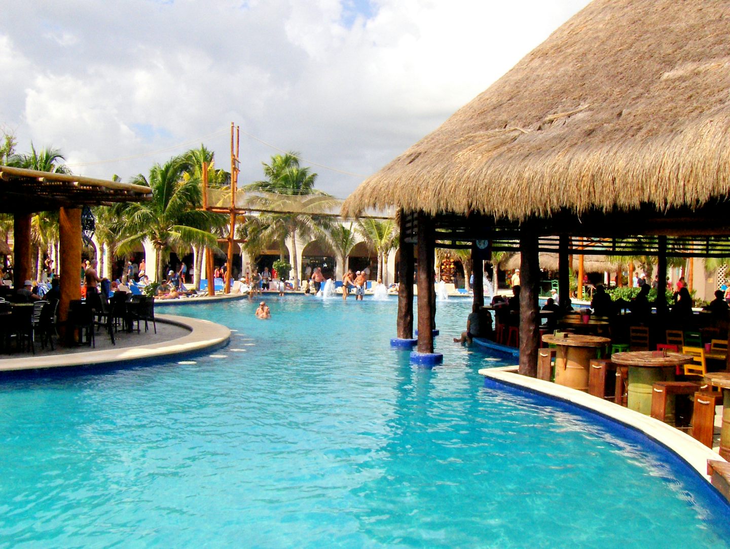 The FREE pool at Costa Maya Mexico Port with swim up bar!