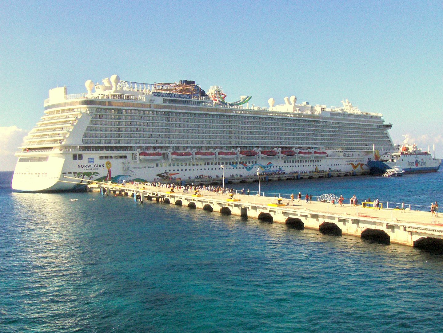 View of Cruise ship at Cozumel Port.