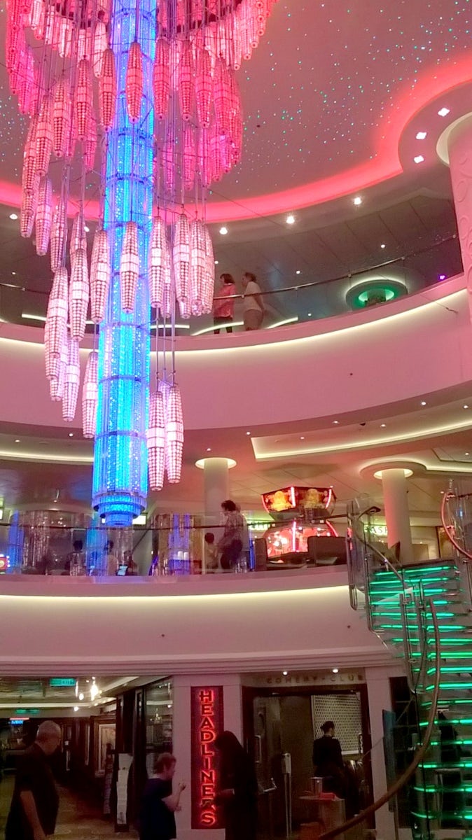 Beautiful chandelier with lights in the NCL Getaway Cruise Ship