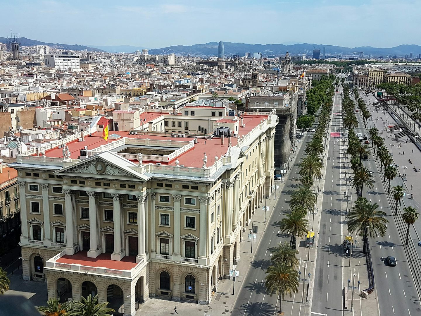 Panoramic view of Barcelona from the deck on Columbus statute