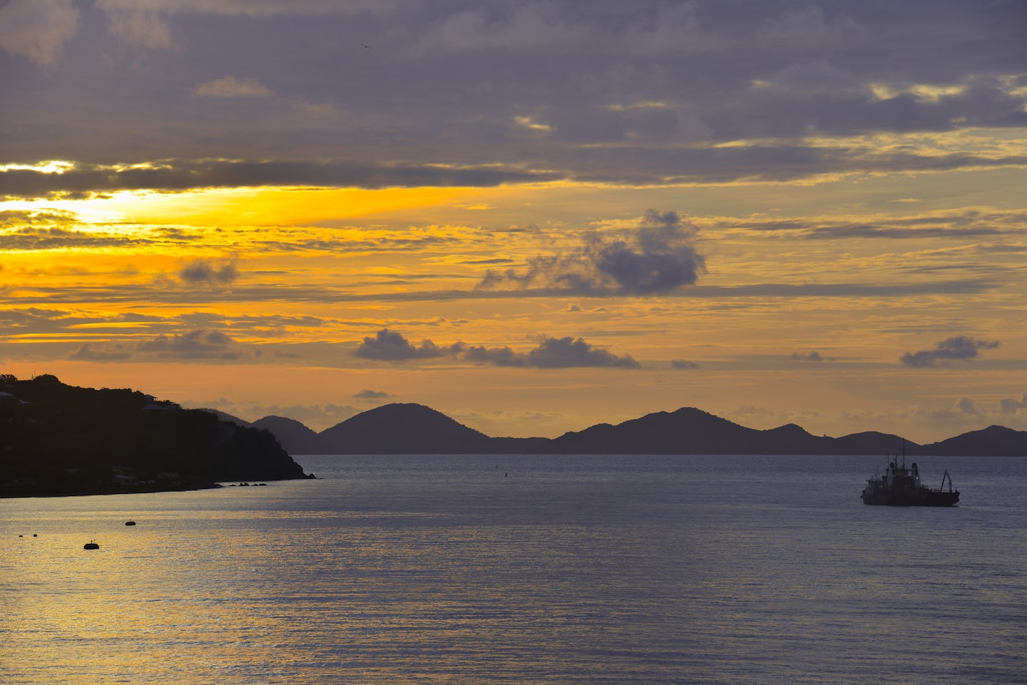Sunrise Breaks over Tortolla in the British Virgin Islands