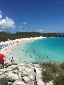 This is a photo of Horseshoe Bay Beach. My husband took this photo from the highest rock climbing formations that we climbed, This is an awesome very high side view of Horseshoe Bay Beach.