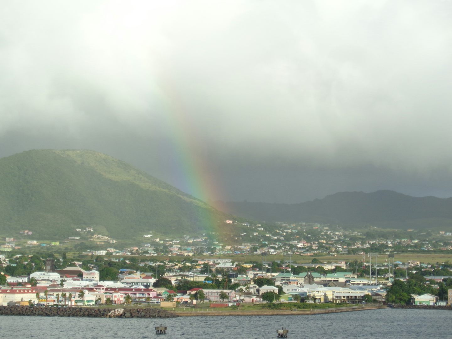Rainbow as we entered St Kitts on the morning of our 50th anniversary.