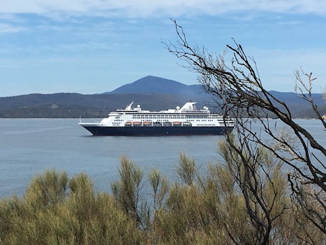 Maasdam Anchored in Eden, New South Wales, as viewed from Haycock Point, Be