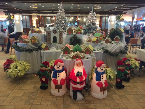 Christmas decorations in the Windjammer Cafe.