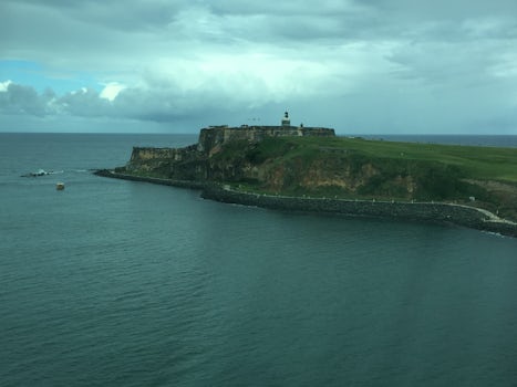 The fort in San Juan as the ship is leaving.