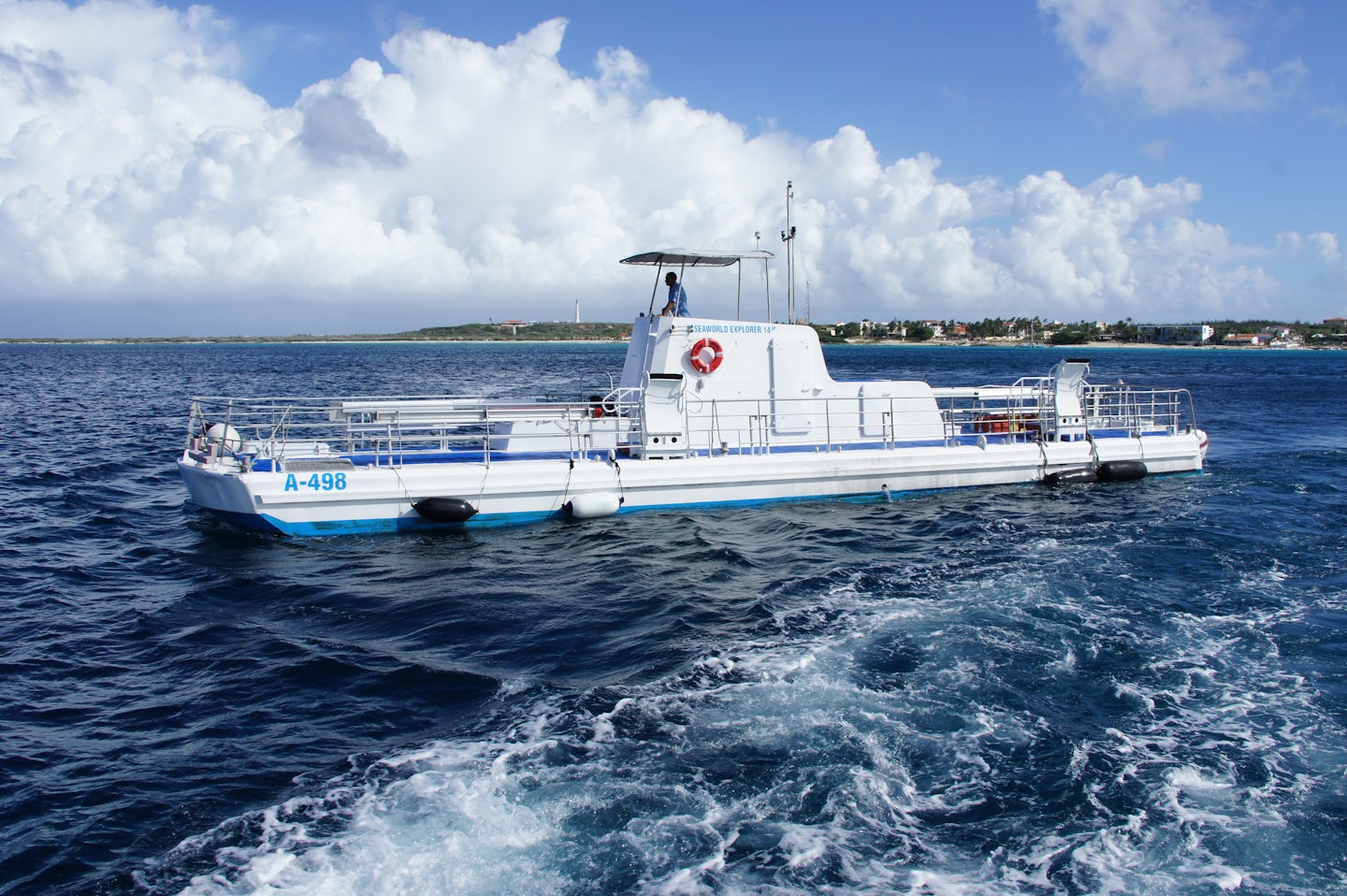 The Seaworld Explorer semi-submersible for views of the Antilla Shipwreck i