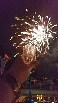 New Year's Eve fireworks and champagne courtesy of Disney.