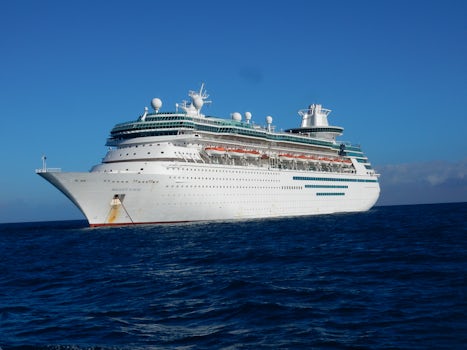 The ship, as seen from the Tender going to CocoCay.