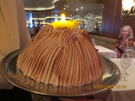 Baked Alaska, dessert in the Di Vinci Dining Hall final night of the cruise