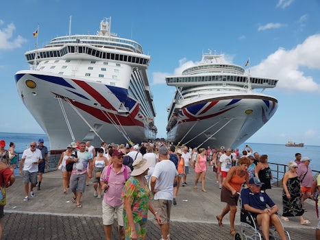 5th Jan azura and britannia docked side by side. One of the highlights of this cruise