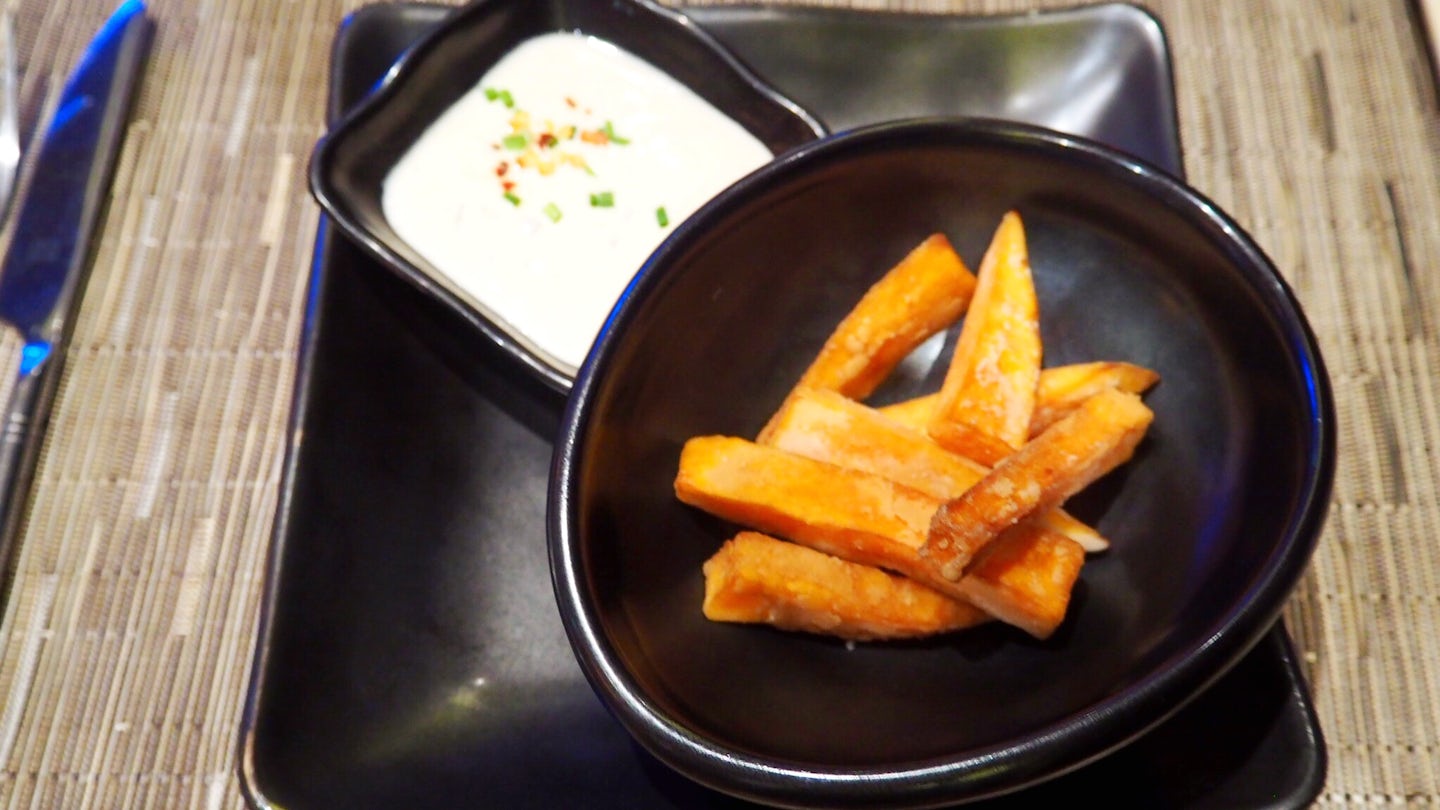 Silk Harvest - Special set menu, sweet potato chips with yoghurt (huh?)