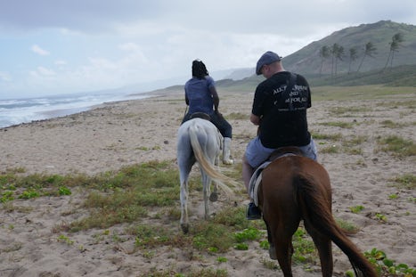 Horse riding along the beach in Barbados