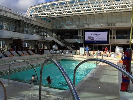 Main swimming pool with the movie screen in the background.