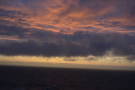 Sunset on the North Sea from our cabin balcony.