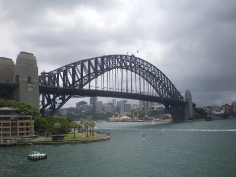 Sydney Harbour Bridge from deck 16 , sail away
