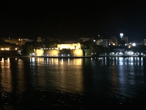 Port in San Juan night lights