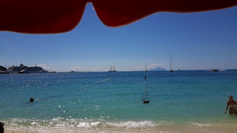 View of the ship from the beach at St Martin