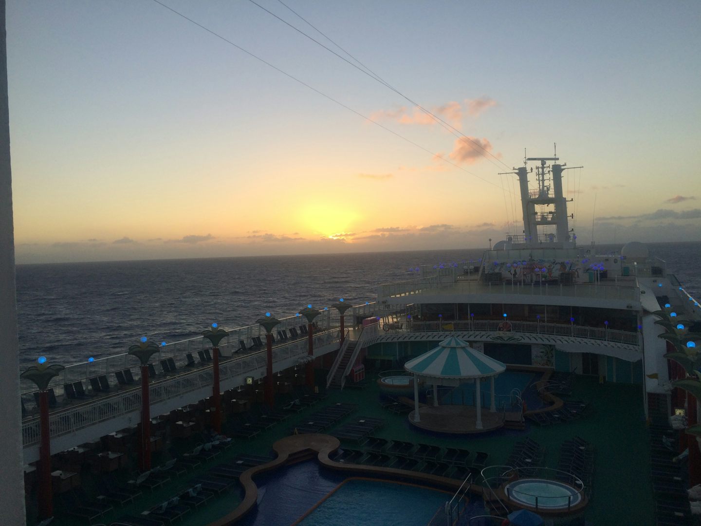 View of the sunrise out of our stateroom