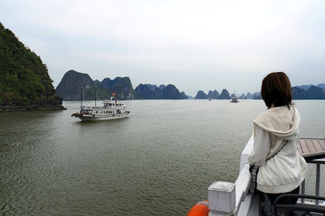 Wife looking over Ha Long Bay from overnight junket.
