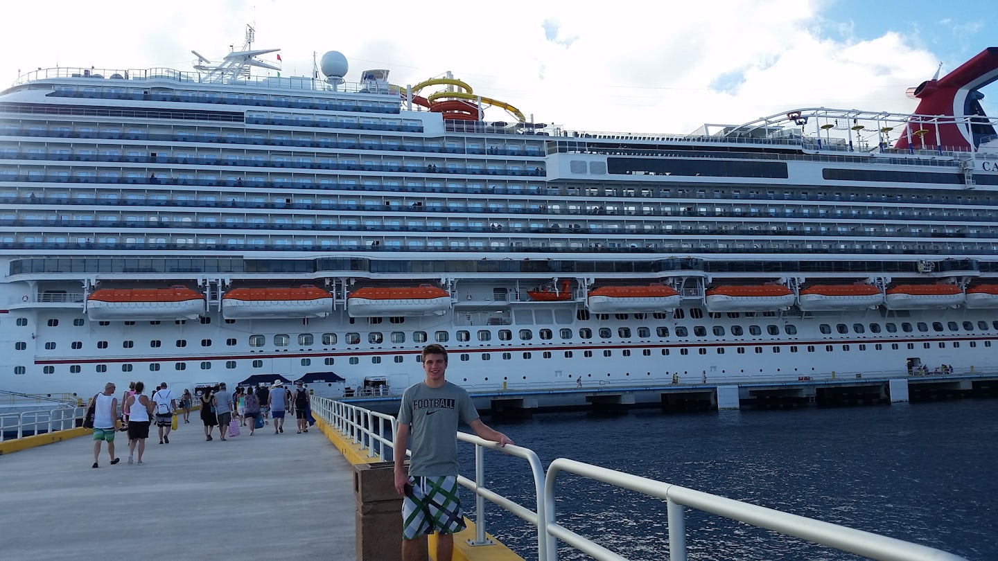 View of the ship and my son from the Port