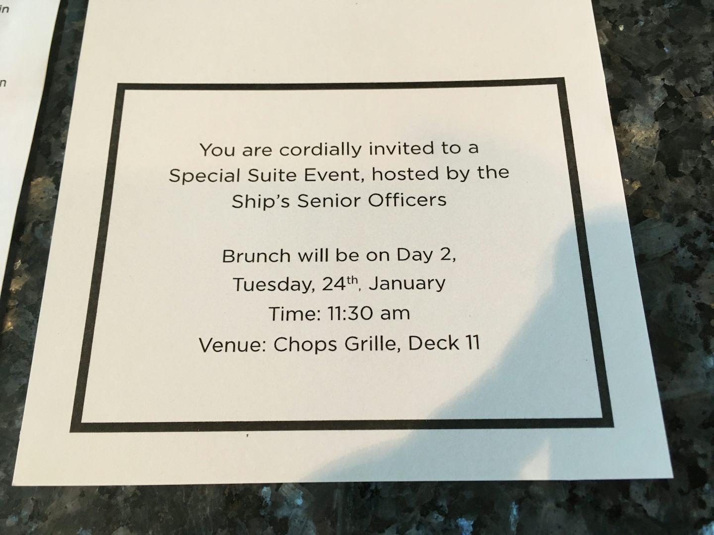 Invitation to exclusive event for Suite Guests