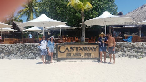 Our second stop was Castaway Island, That's us & our 2 sons. We had lunch here FJ$21-30 per head for very nice wood fired pizzas
