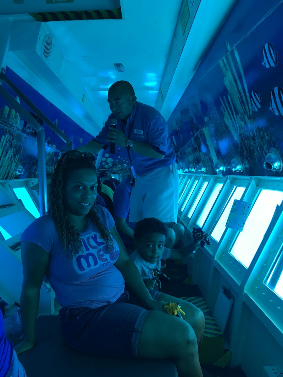 on board the mini sub visiting the underwater life and coral reef of Cozume