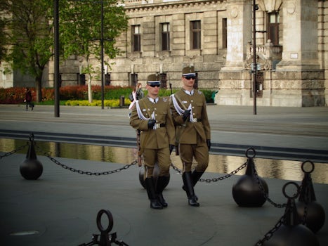 The guards around the Parliament in Budapest.