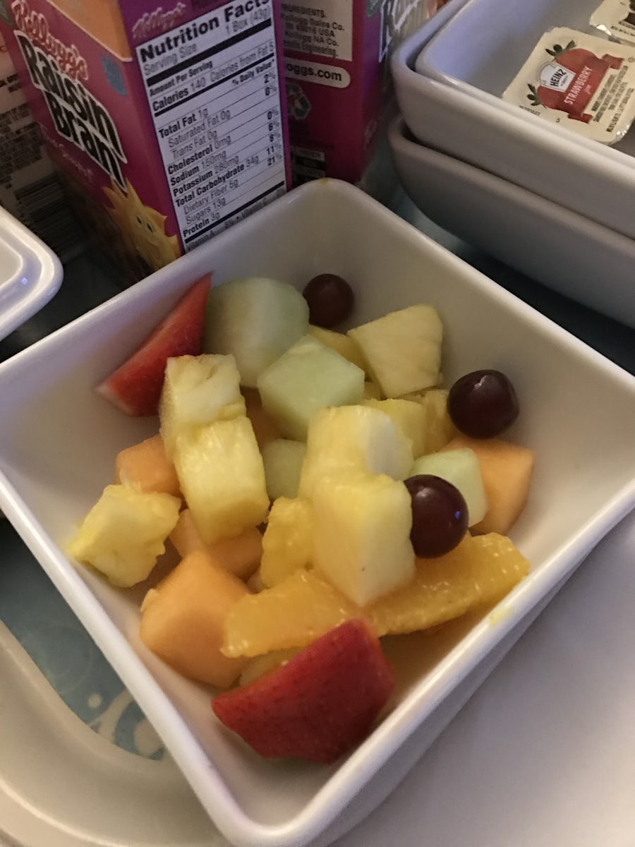 Standard fruit salad that came with breakfast.