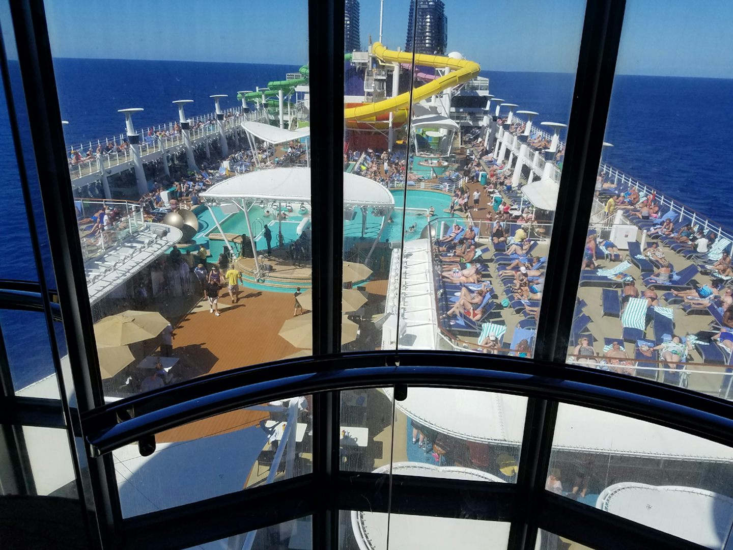 from private Haven elevator looking at rest of ship