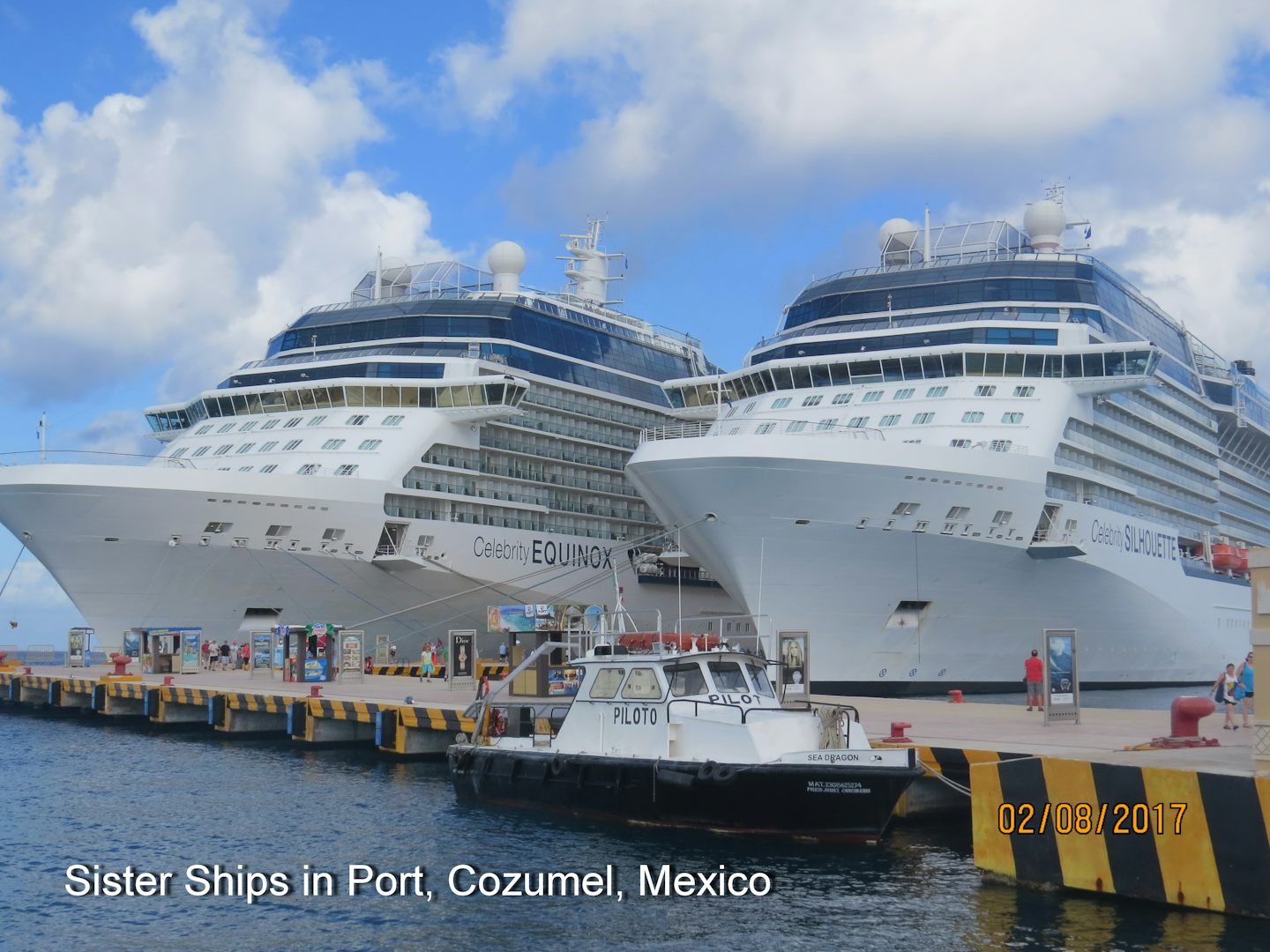 Sister ships docked in Cozumel.