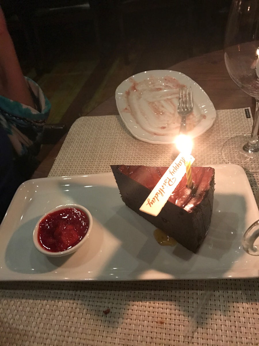 Birthday celebration dessert.