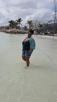 My attempt to water play....unfortunately there was a cool  front blowing in during our Bahamas beach day