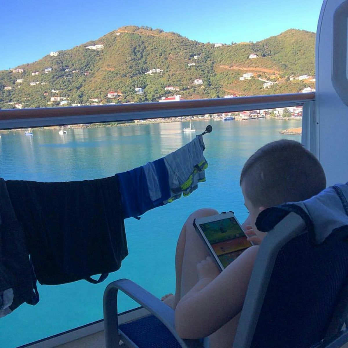 My son chilling out at Tortola BVI