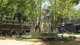Constitution Square, the oldest plaza in Montevideo and the location of the Cathedral.