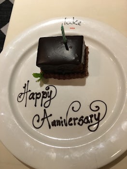 Cake given to us at Salt Restaurant for our wedding anniversary