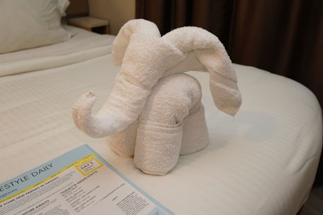 Towel animal on bed