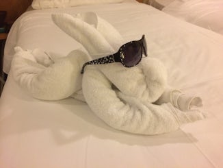 One of the towel sculptures left by our room attendant, Edwin.