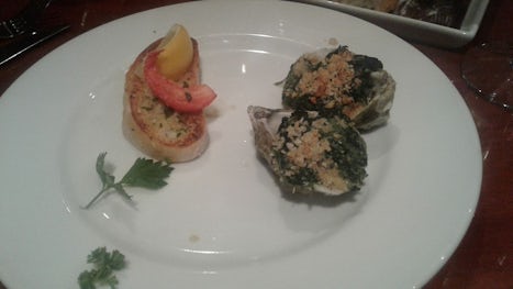 Oysters Rockefeller in the main dining room, delicious!