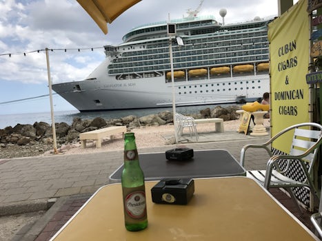 View of Navigator of the Seas from the port at Willemstad, Curacao while dr