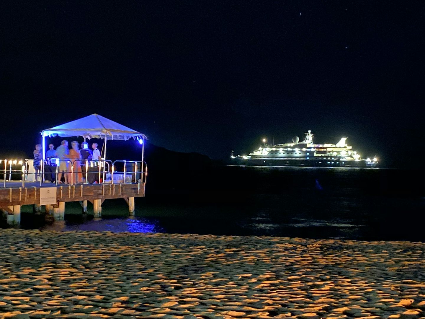 Dining Under The Stars, SeaDream shown in the background. 