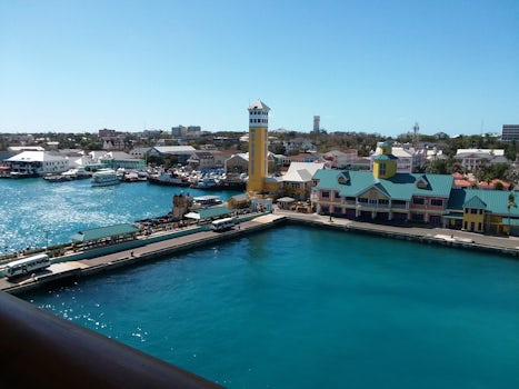 View from our cabin to debarkation point in Nassau. A walk the equivalent o