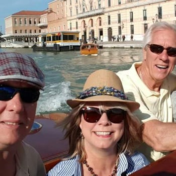 Venice water taxi was once-in-a-lifetime experience. Me, my husband, Kris,