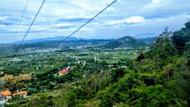 Truc Mountain and the cable ride to the Linh Son Truong Pagodas: view from